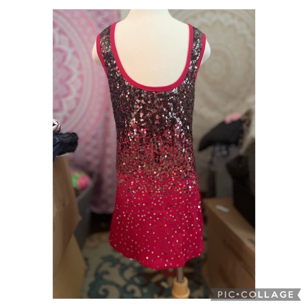 Red w/ gradient black and silver sequin tank; Rue21; Sz S